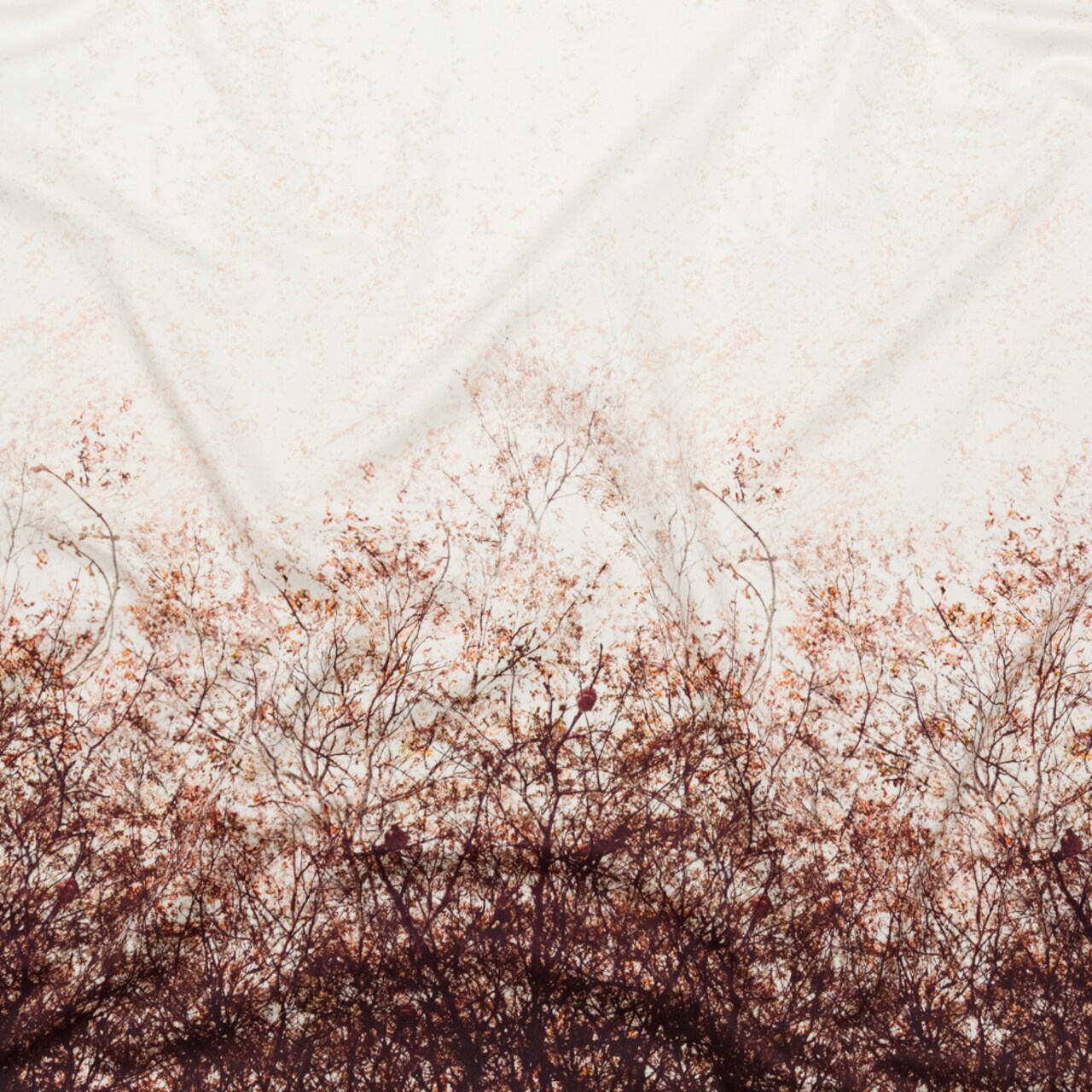1 Yard Stretch Cotton Sateen Panel Brown Tree Branches Celestial Canopy Print Fabric